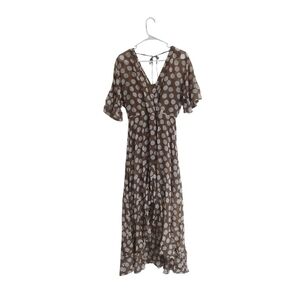 New York & Company Brown and White Midi Dress
